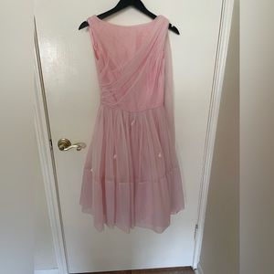 Vintage 1950s Pink Chiffon Swing Dress